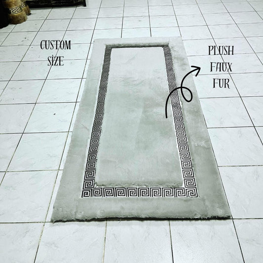 Handmade Gray - Silver Faux Fur Rug: Plush Shaggy Area Rug - BuzzLeatherCarpetHandmade Gray - Silver Faux Fur Rug: Plush Shaggy Area Rug