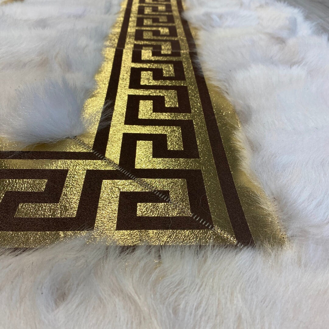 White Sheepskin Rug - White-Gold Sheepskin Fur Rug - Shaggy Soft Area Rugs - Real Leather Carpet - Mother's Day Gift