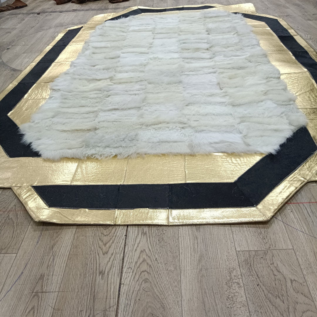 Gold Cowhide White Sheepskin Fur, Natural Gold Cowhide Leather Rug, Lambskin Fur Rug, Soft Area Rug, Rugs For Living Room, Mother's Day Gift