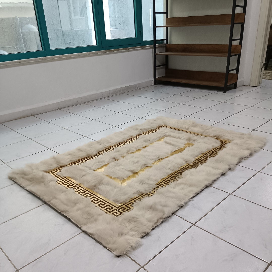 Natural Cream Sheepskin Rug - Cream and Gold Real Sheepskin Rug - Soft Area Rug - Decorative Leather Rug - Rustic Home Decor - New Home Gift