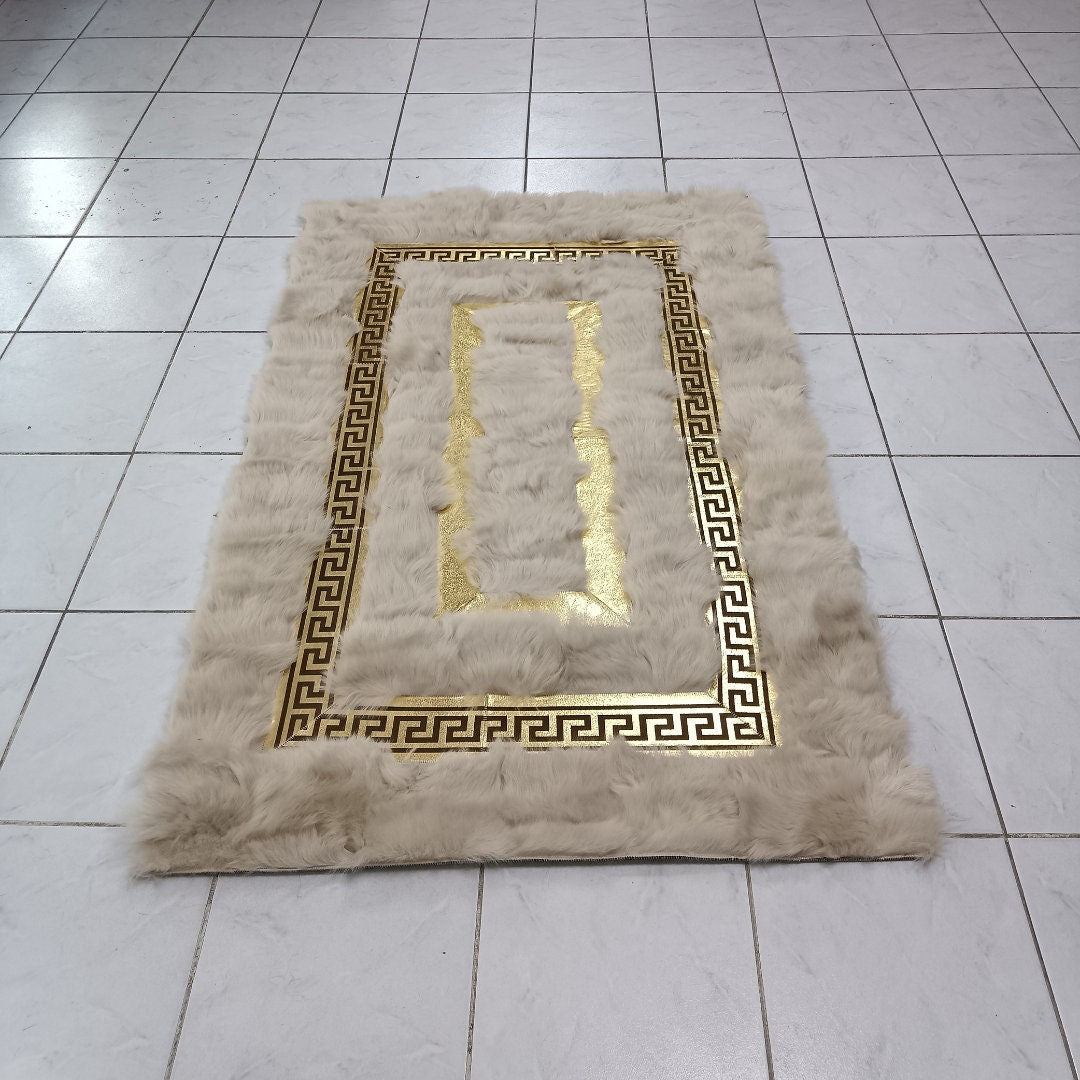 Natural Cream Sheepskin Rug - Cream and Gold Real Sheepskin Rug - Soft Area Rug - Decorative Leather Rug - Rustic Home Decor - New Home Gift
