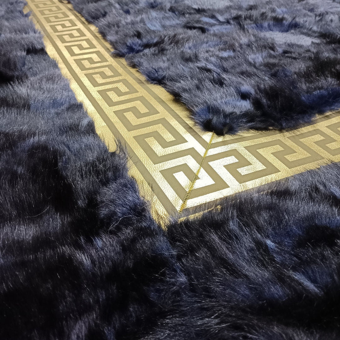 Dark Blue Sheepskin Rug, Dark Blue-Gold Sheepskin Fur Rug, Natural Soft Rug, Wool Area Rugs, Rugs for Living Room, Mother's Day Gift