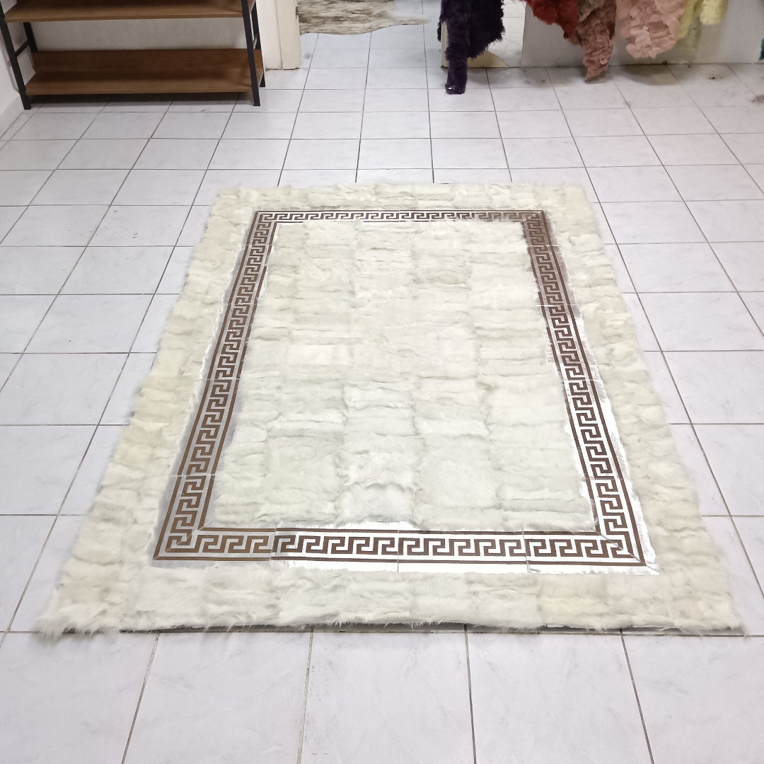 White Sheepskin Rug - White-Silver Sheepskin Fur Rug - Shaggy Soft Area Rugs - Real Leather Carpet - Mother's Day Gift