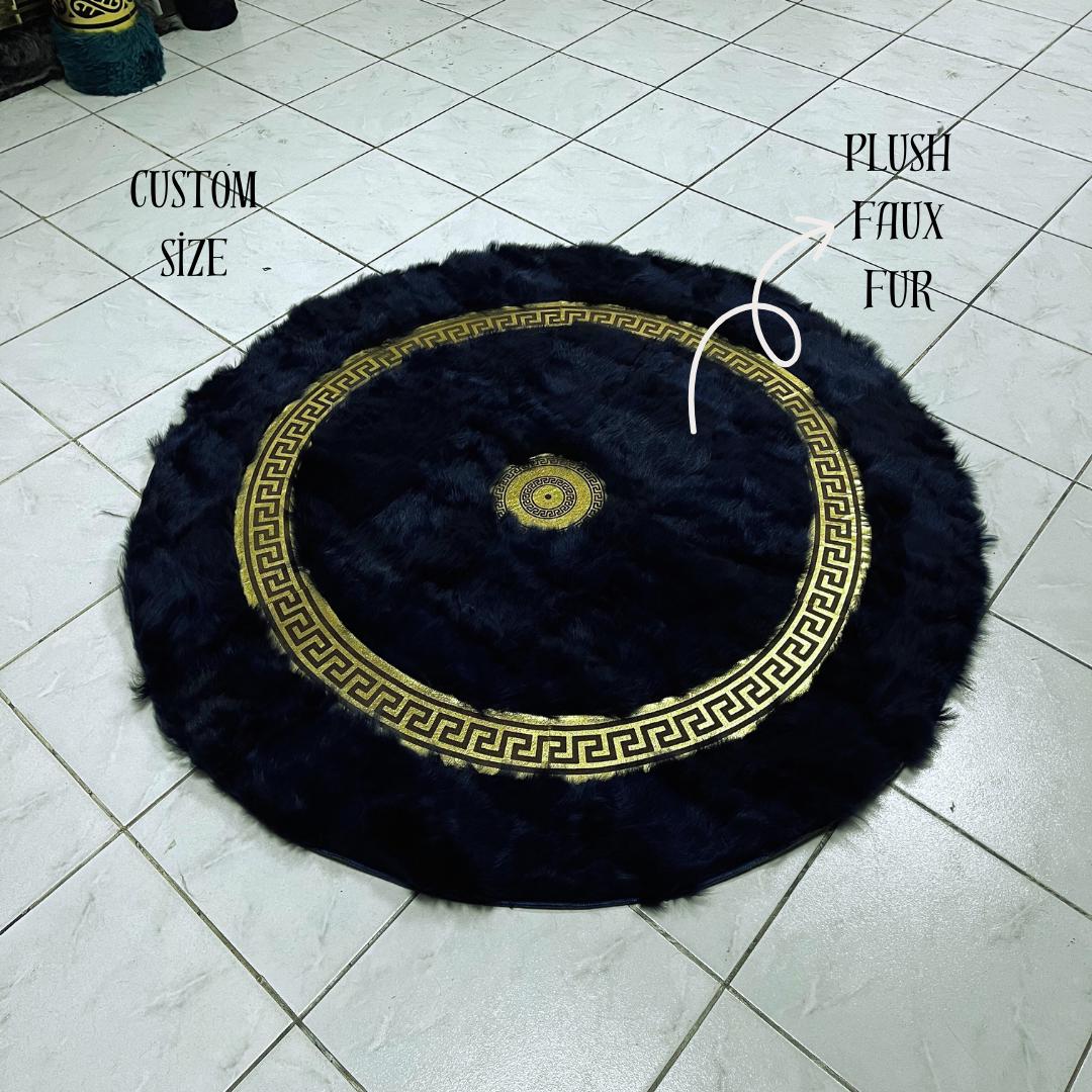 Dark Blue Sheepskin Rug, Dark Blue Round Sheepskin Rug, Rugs for Living Room, Wool Area Rugs, Patchwork Area Rugs, Fluffy Area Rugs