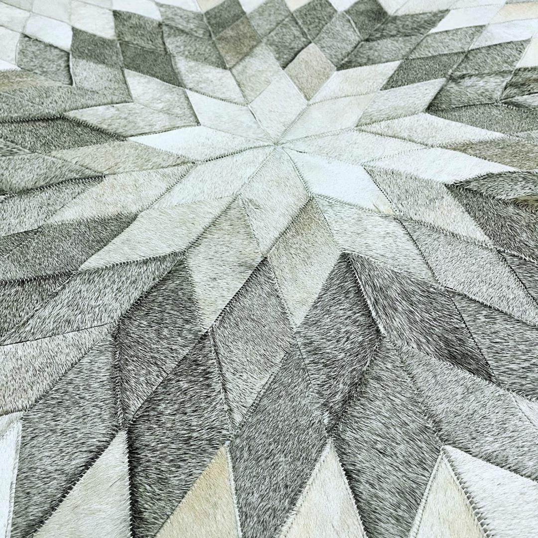 Cowhide Multicolor Patchwork Rug, Cowhide Round Rug, Cowhide Area Rug, Custom Rug, Boho Rug, New Home Gift, Rugs for Living Room