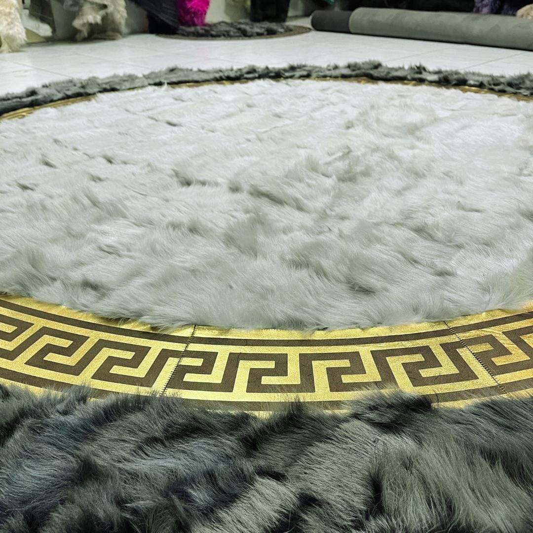 Quality Gray Sheepskin Rug, Gray Round Sheepskin Rug, Rugs for Living Room, Sheepskin Area Rugs, Patchwork Area Rugs, Fluffy Area Rugs