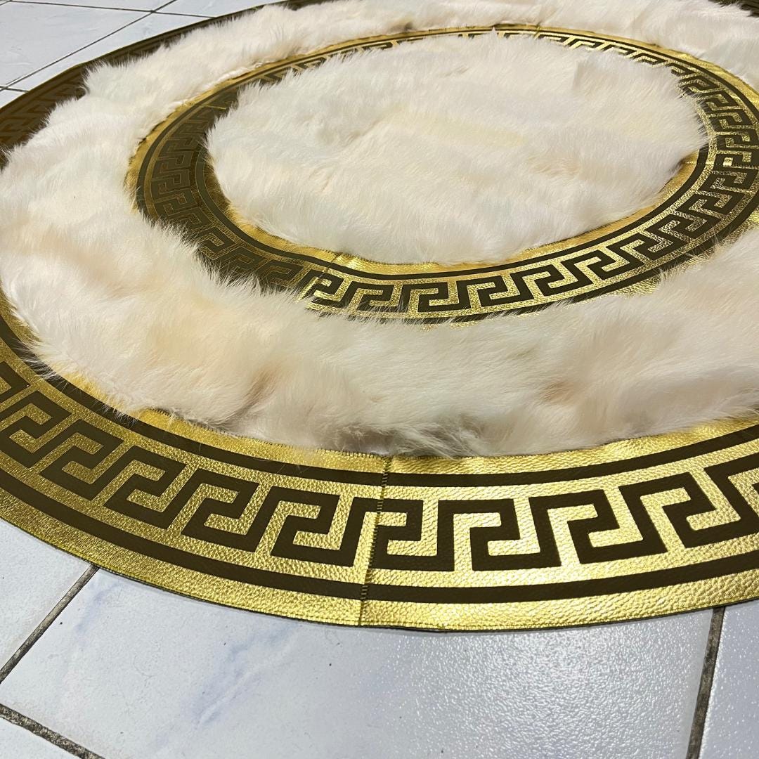 Luxury Cream Sheepskin Rug, Cream-Gold Sheepskin Round Rug, Wool Area Rugs, Rugs for Living Room, New Home Gift, Round Area Rugs