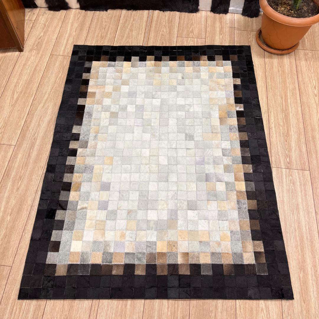 Natural Black-White Cowhide Runner Rug, Real Cowhide Handmade Rugs, Patchwork Rugs for Bedroom Decor, Housewarming Gift, Cowhide Area Rugs