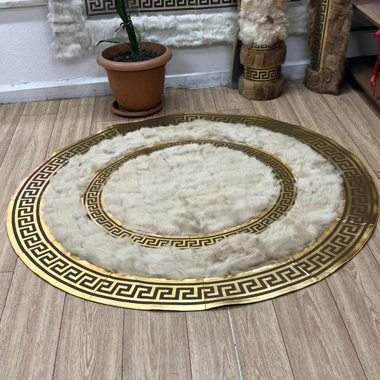 Luxury Beige Round Sheepskin Rug - BuzzLeatherCarpetLuxury Beige Round Sheepskin Rug