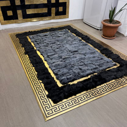 Handcrafted Gray-Black Sheepskin Area Rug