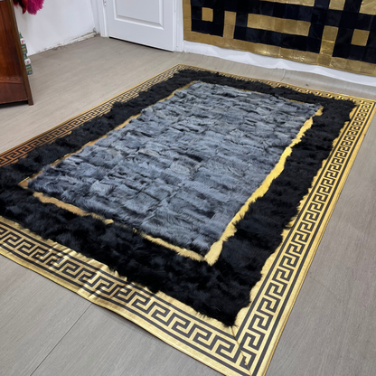 Handcrafted Gray-Black Sheepskin Area Rug