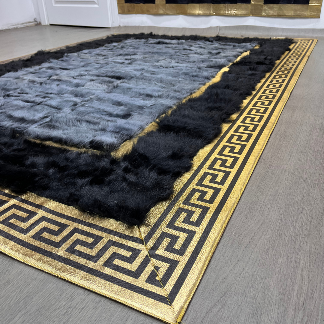 Handcrafted Gray-Black Sheepskin Area Rug