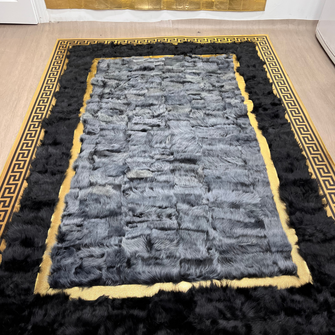 Handcrafted Gray-Black Sheepskin Area Rug