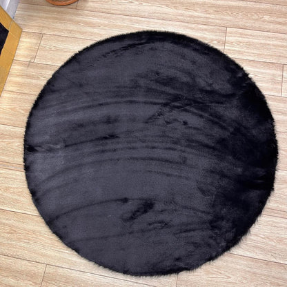 Black Faux Leather Rug for Living Room - Faux Fur Rug - Round Area Rug - Black Shag Rug - Handmade Shaggy Rug - Home Decor - New Home Gift - BuzzLeatherCarpetBlack Faux Leather Rug for Living Room - Faux Fur Rug - Round Area Rug - Black Shag Rug - Handmade Shaggy Rug - Home Decor - New Home Gift