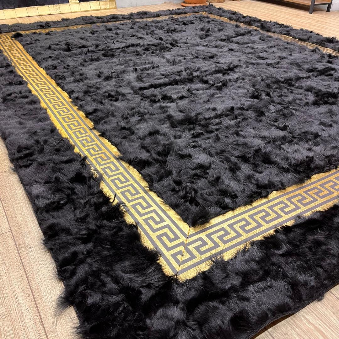 Black Giant Sheepskin Area Rug - BuzzLeatherCarpetBlack Giant Sheepskin Area Rug