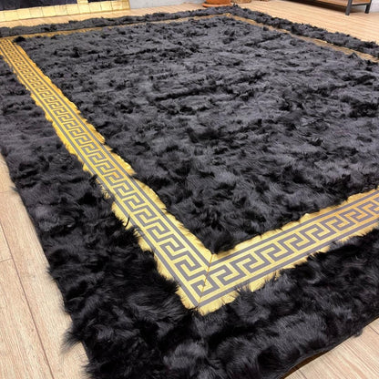Black Giant Sheepskin Area Rug - BuzzLeatherCarpetBlack Giant Sheepskin Area Rug