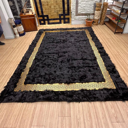 Black Giant Sheepskin Area Rug - BuzzLeatherCarpetBlack Giant Sheepskin Area Rug