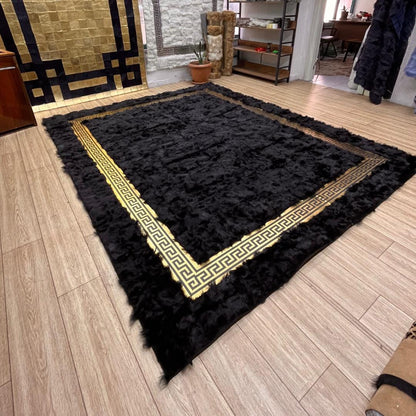 Black Giant Sheepskin Area Rug - BuzzLeatherCarpetBlack Giant Sheepskin Area Rug