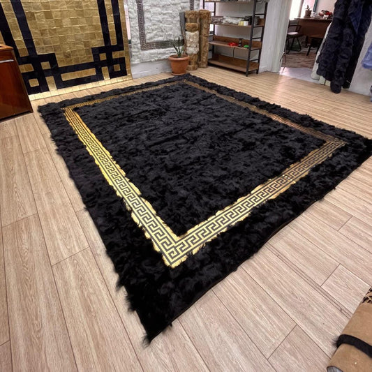 Black Giant Sheepskin Area Rug - BuzzLeatherCarpetBlack Giant Sheepskin Area Rug