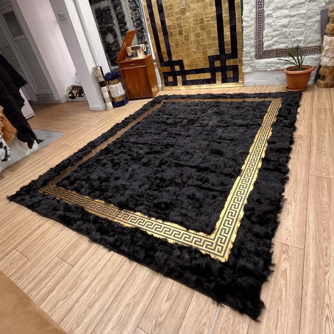 Black Giant Sheepskin Area Rug - BuzzLeatherCarpetBlack Giant Sheepskin Area Rug