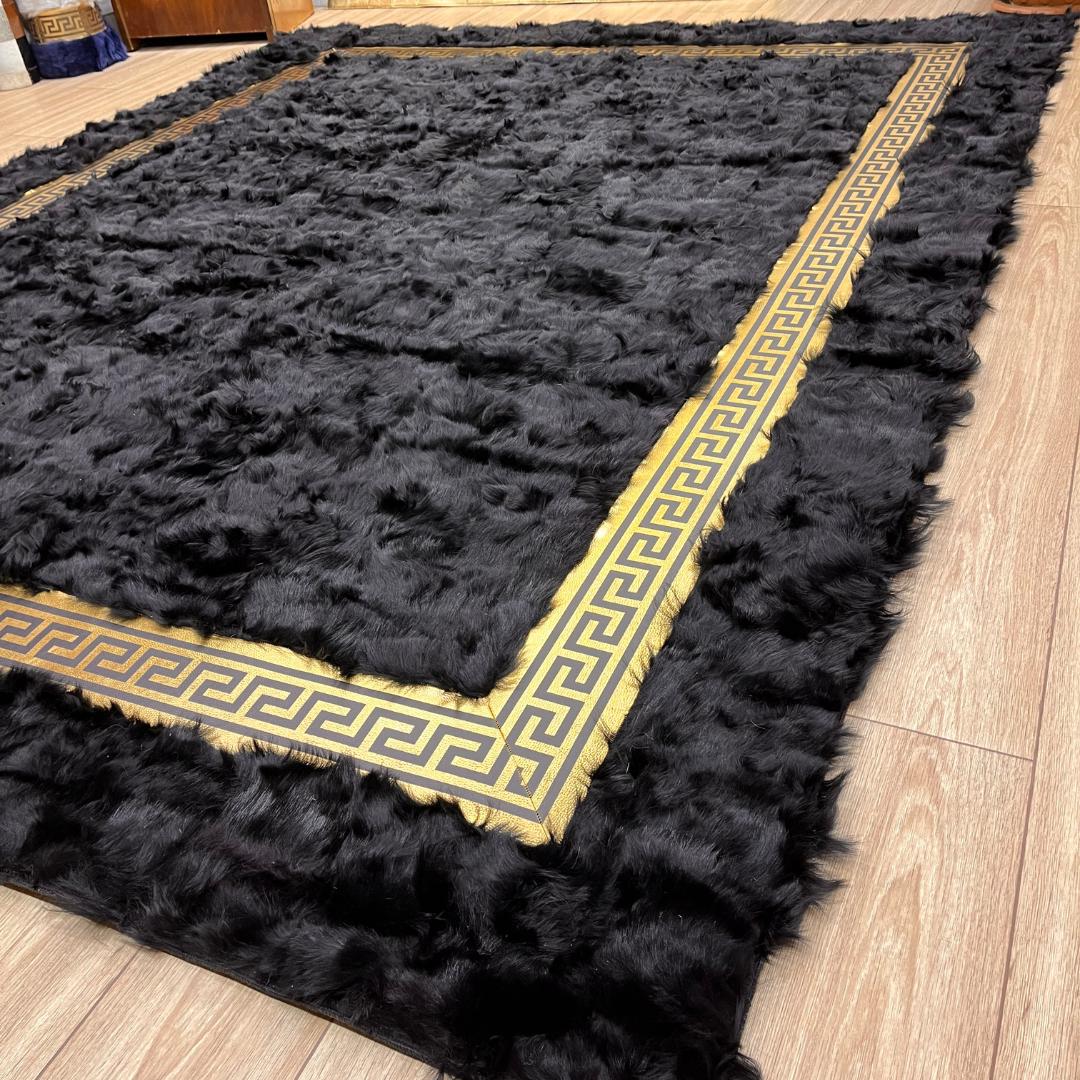 Black Giant Sheepskin Area Rug - BuzzLeatherCarpetBlack Giant Sheepskin Area Rug
