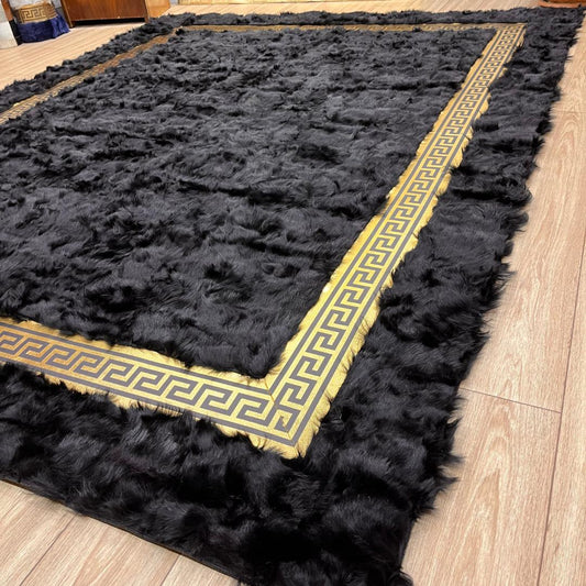 Black Giant Sheepskin Area Rug - BuzzLeatherCarpetBlack Giant Sheepskin Area Rug