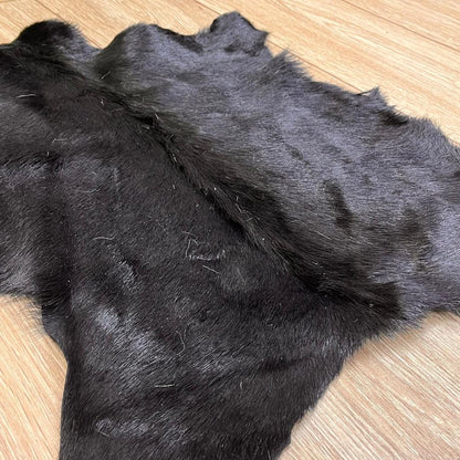 Black Goatskin Rug: Handmade Natural Hide for Minimalist Decor (20x24 in / 50x60 cm - BuzzLeatherCarpetBlack Goatskin Rug: Handmade Natural Hide for Minimalist Decor (20x24 in / 50x60 cm