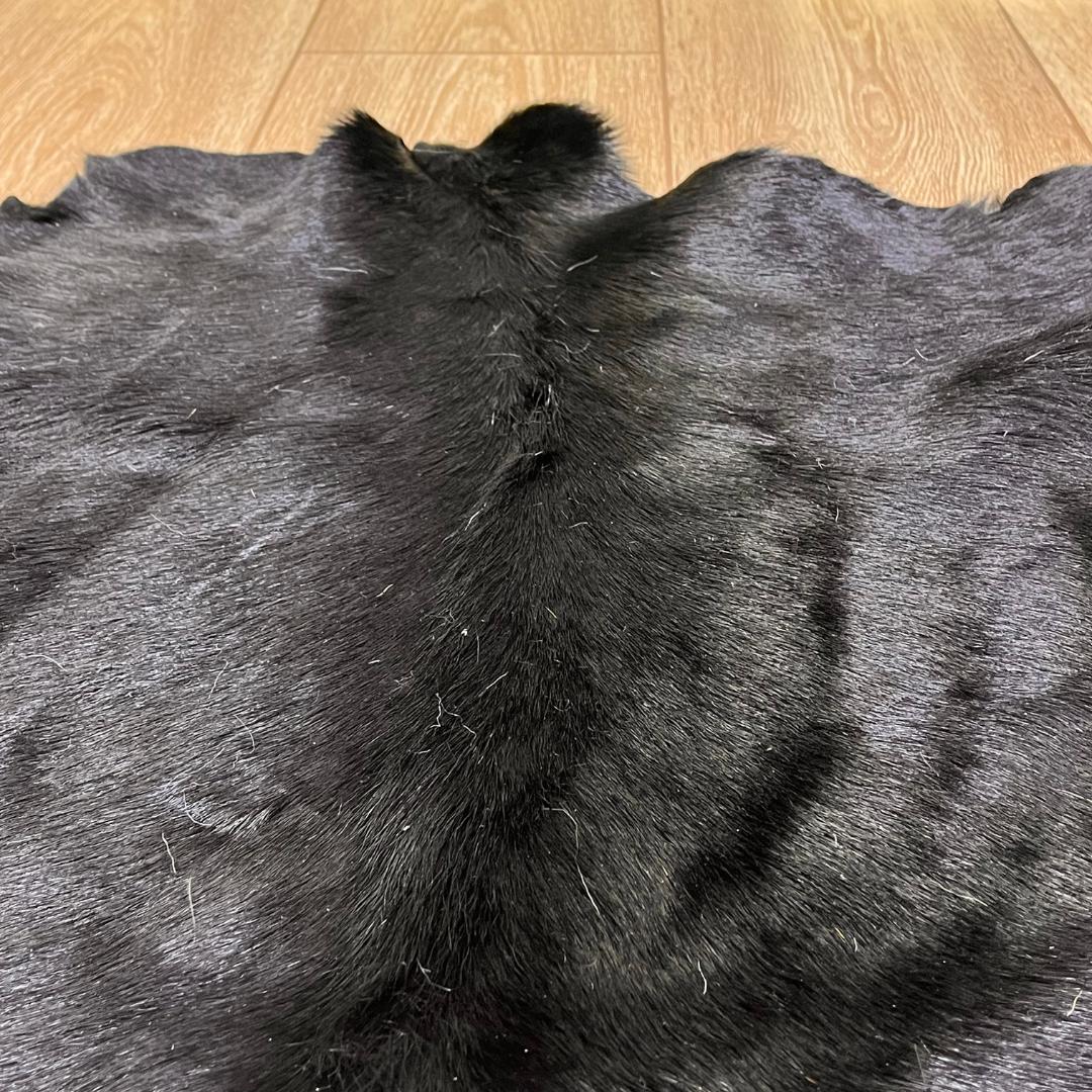 Black Goatskin Rug: Handmade Natural Hide for Minimalist Decor (20x24 in / 50x60 cm - BuzzLeatherCarpetBlack Goatskin Rug: Handmade Natural Hide for Minimalist Decor (20x24 in / 50x60 cm