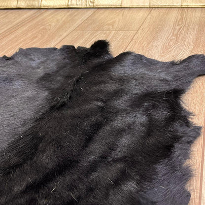 Black Goatskin Rug: Handmade Natural Hide for Minimalist Decor (20x24 in / 50x60 cm - BuzzLeatherCarpetBlack Goatskin Rug: Handmade Natural Hide for Minimalist Decor (20x24 in / 50x60 cm