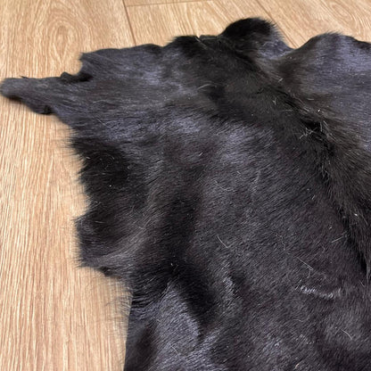 Black Goatskin Rug: Handmade Natural Hide for Minimalist Decor (20x24 in / 50x60 cm - BuzzLeatherCarpetBlack Goatskin Rug: Handmade Natural Hide for Minimalist Decor (20x24 in / 50x60 cm