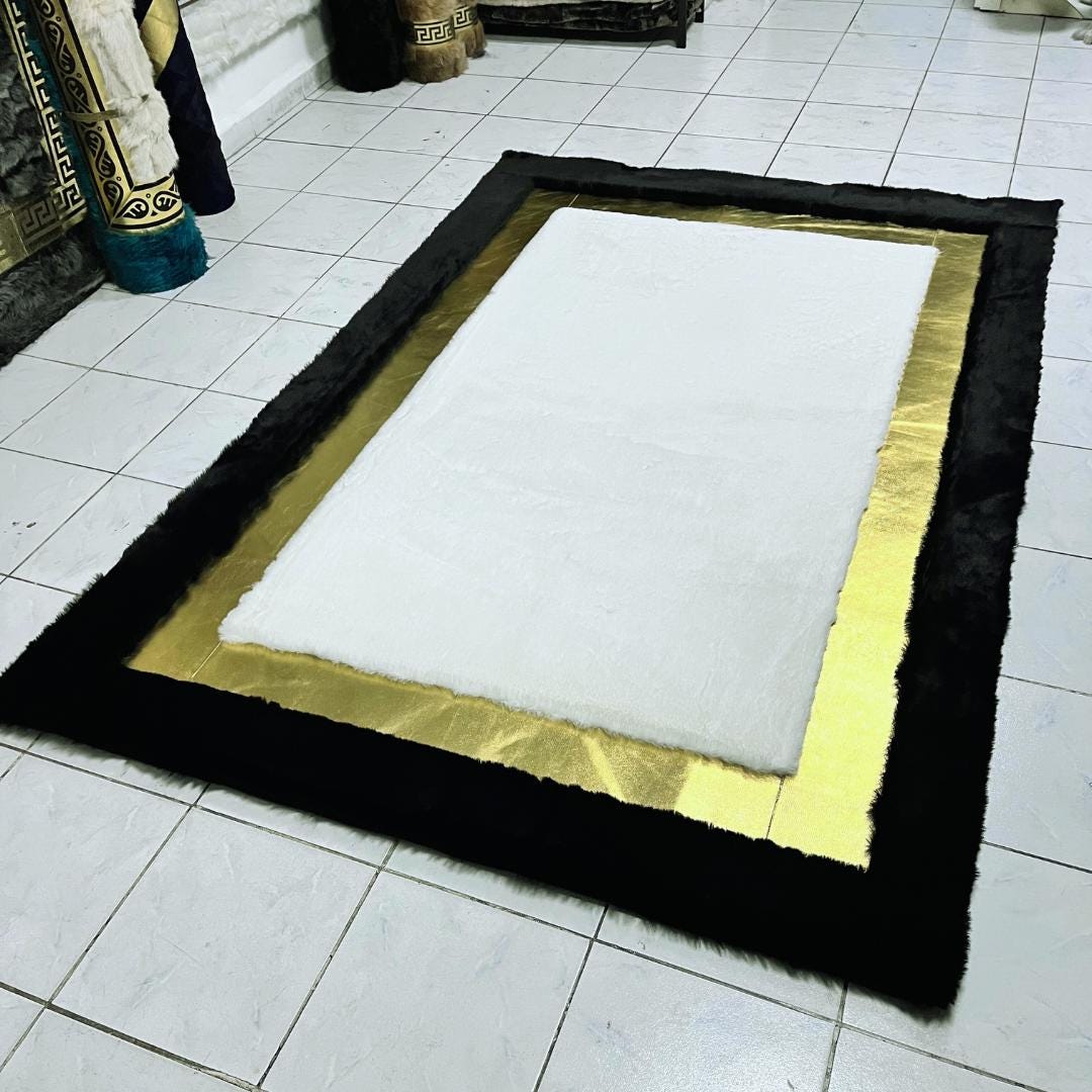 Black Shaggy Faux Fur Rug: Luxury Plush Area Rug - BuzzLeatherCarpetBlack Shaggy Faux Fur Rug: Luxury Plush Area Rug