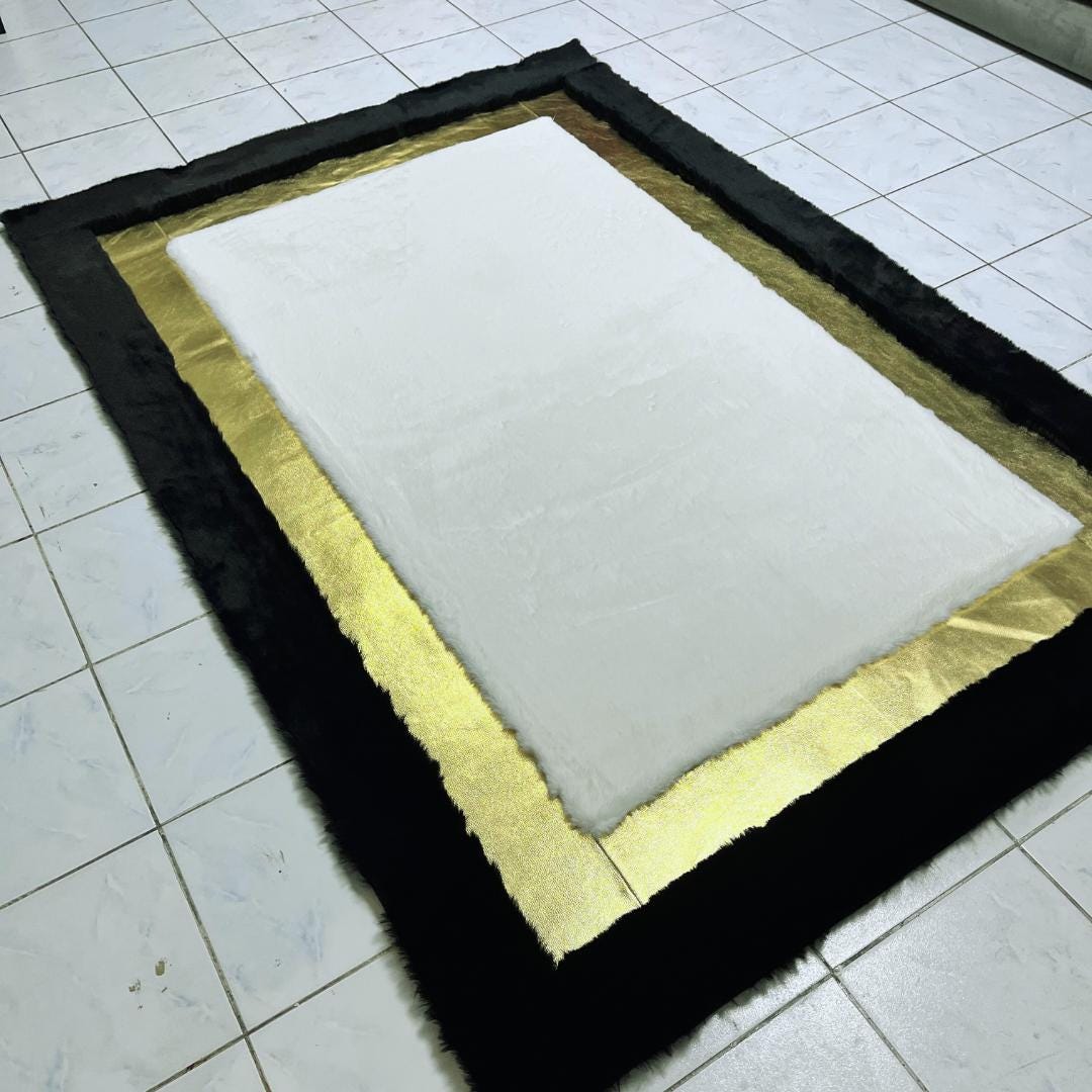 Black Shaggy Faux Fur Rug: Luxury Plush Area Rug - BuzzLeatherCarpetBlack Shaggy Faux Fur Rug: Luxury Plush Area Rug