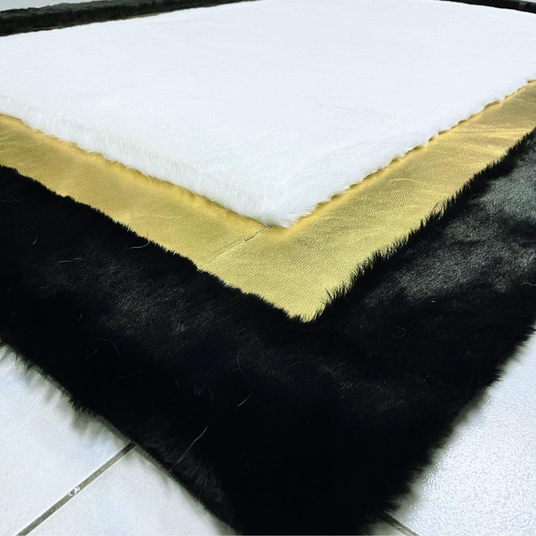 Black Shaggy Faux Fur Rug: Luxury Plush Area Rug - BuzzLeatherCarpetBlack Shaggy Faux Fur Rug: Luxury Plush Area Rug