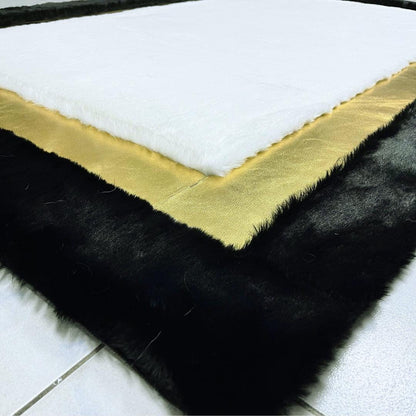 Black Shaggy Faux Fur Rug: Luxury Plush Area Rug - BuzzLeatherCarpetBlack Shaggy Faux Fur Rug: Luxury Plush Area Rug