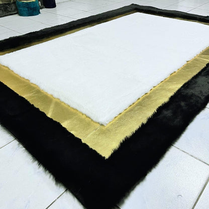 Black Shaggy Faux Fur Rug: Luxury Plush Area Rug - BuzzLeatherCarpetBlack Shaggy Faux Fur Rug: Luxury Plush Area Rug