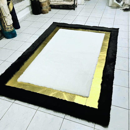 Black Shaggy Faux Fur Rug: Luxury Plush Area Rug - BuzzLeatherCarpetBlack Shaggy Faux Fur Rug: Luxury Plush Area Rug