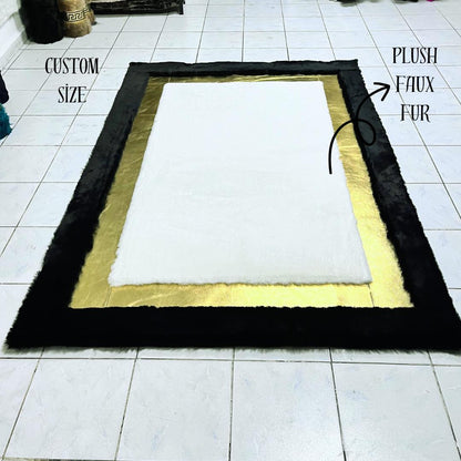 Black Shaggy Faux Fur Rug: Luxury Plush Area Rug - BuzzLeatherCarpetBlack Shaggy Faux Fur Rug: Luxury Plush Area Rug