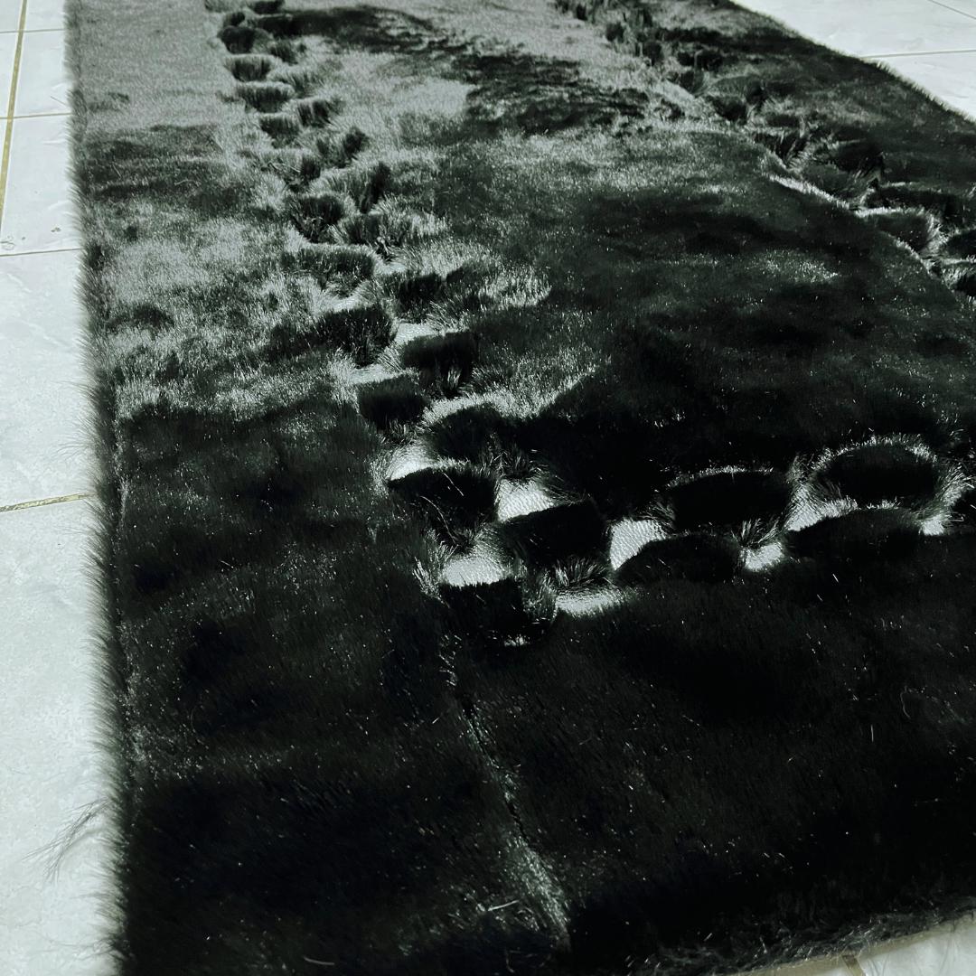 Black Shaggy Faux Fur Rug: Plush Soft Area Rug, Home Decor - BuzzLeatherCarpetBlack Shaggy Faux Fur Rug: Plush Soft Area Rug, Home Decor