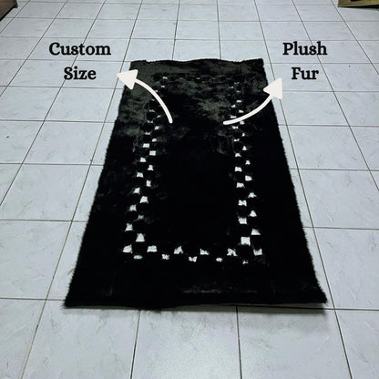 Black Shaggy Faux Fur Rug: Plush Soft Area Rug, Home Decor - BuzzLeatherCarpetBlack Shaggy Faux Fur Rug: Plush Soft Area Rug, Home Decor