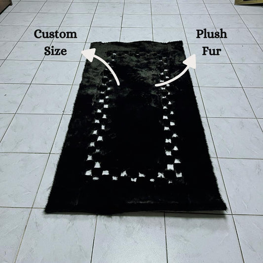 Black Shaggy Faux Fur Rug: Plush Soft Area Rug, Home Decor - BuzzLeatherCarpetBlack Shaggy Faux Fur Rug: Plush Soft Area Rug, Home Decor