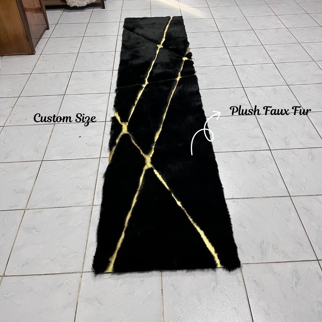 Black Shaggy Faux Fur Rug: Plush Soft Area Rug, Home Decor - BuzzLeatherCarpetBlack Shaggy Faux Fur Rug: Plush Soft Area Rug, Home Decor