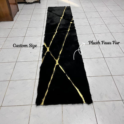 Black Shaggy Faux Fur Rug: Plush Soft Area Rug, Home Decor - BuzzLeatherCarpetBlack Shaggy Faux Fur Rug: Plush Soft Area Rug, Home Decor