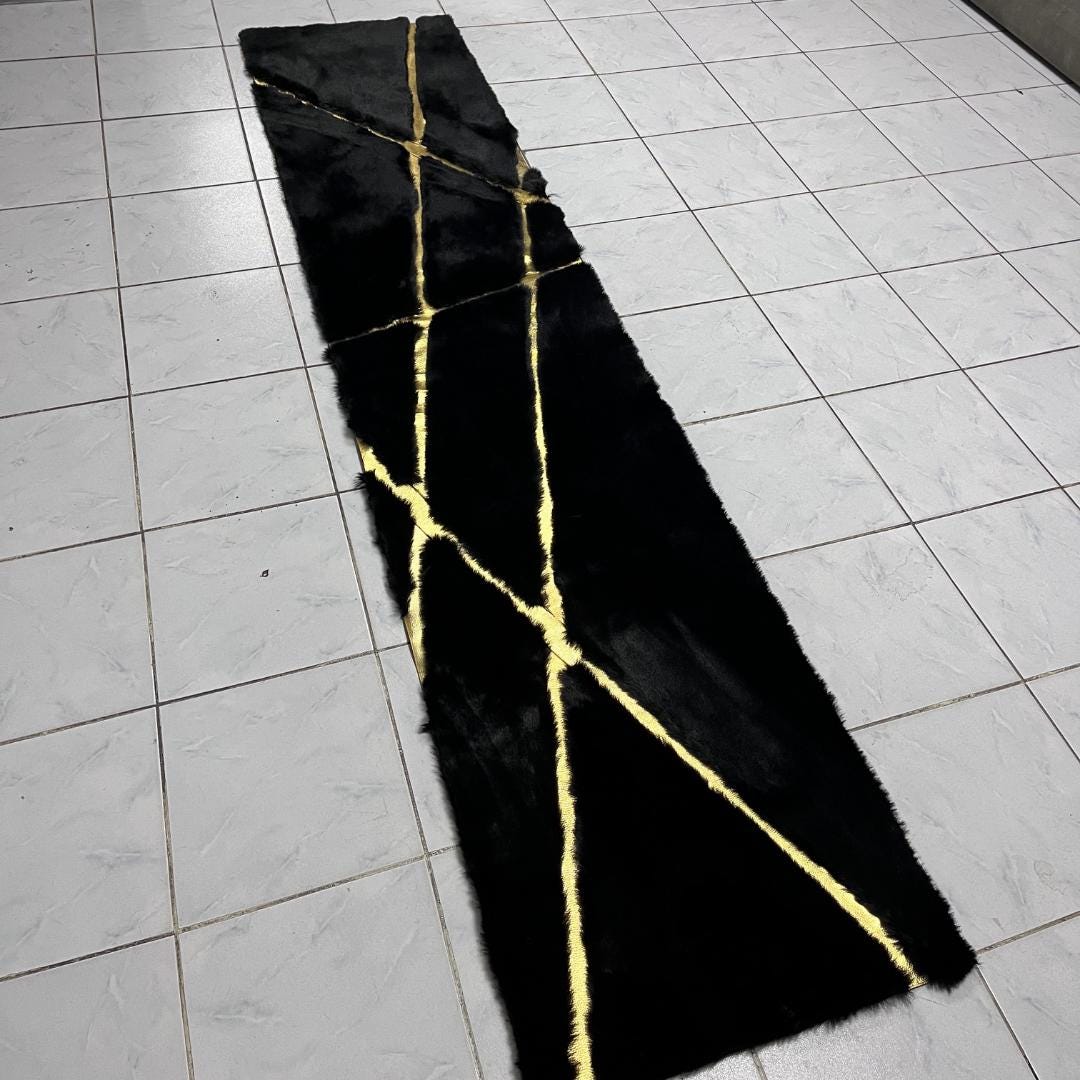 Black Shaggy Faux Fur Rug: Plush Soft Area Rug, Home Decor - BuzzLeatherCarpetBlack Shaggy Faux Fur Rug: Plush Soft Area Rug, Home Decor