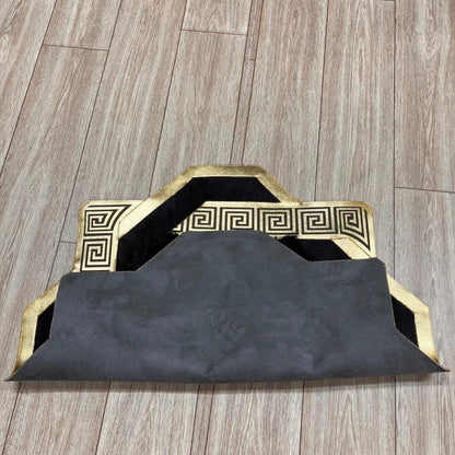 Gold & Black Cowhide Sheepskin Rug: Fluffy Lambskin Fur Area Rug - BuzzLeatherCarpetGold & Black Cowhide Sheepskin Rug: Fluffy Lambskin Fur Area Rug