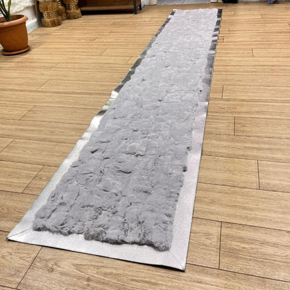 Gray Rabbit Fur Rug: Shaggy Silver Toned Area Carpet - BuzzLeatherCarpetGray Rabbit Fur Rug: Shaggy Silver Toned Area Carpet