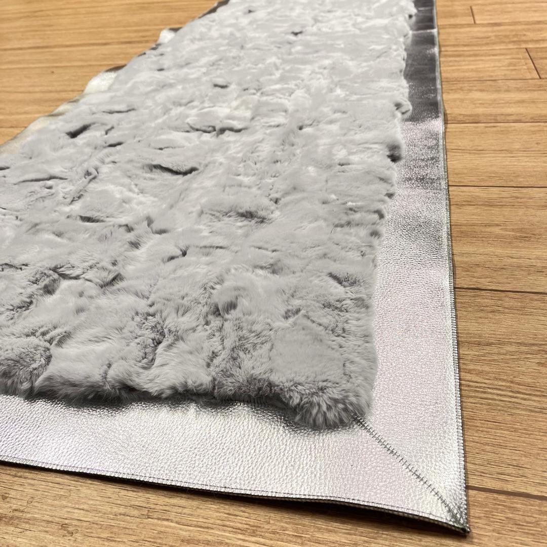 Gray Rabbit Fur Rug: Shaggy Silver Toned Area Carpet - BuzzLeatherCarpetGray Rabbit Fur Rug: Shaggy Silver Toned Area Carpet