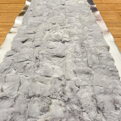 Gray Rabbit Fur Rug: Shaggy Silver Toned Area Carpet - BuzzLeatherCarpetGray Rabbit Fur Rug: Shaggy Silver Toned Area Carpet