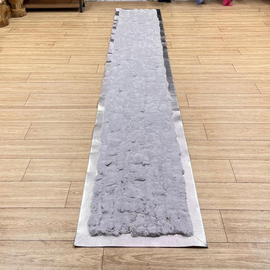 Gray Rabbit Fur Rug: Shaggy Silver Toned Area Carpet - BuzzLeatherCarpetGray Rabbit Fur Rug: Shaggy Silver Toned Area Carpet