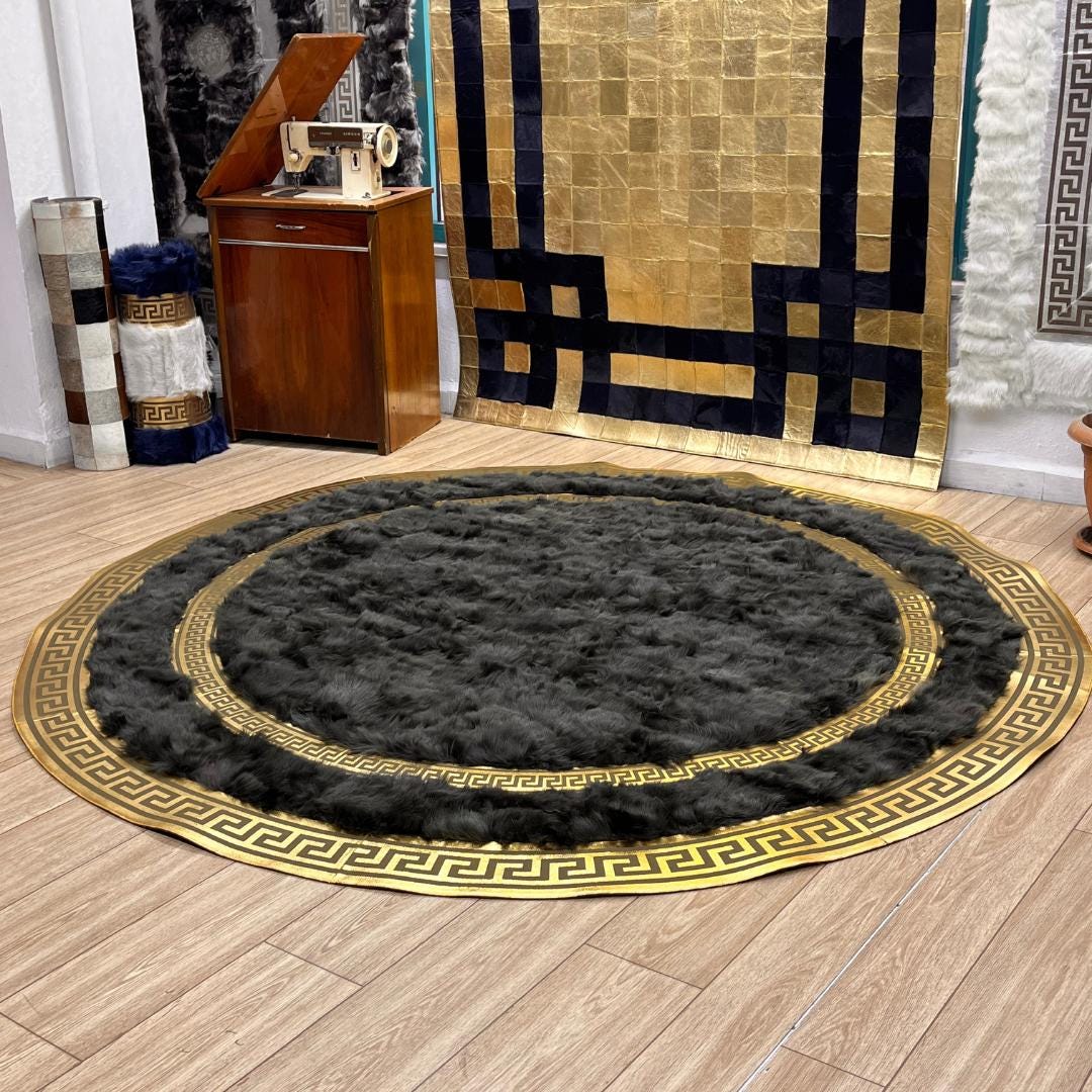 Green Round Sheepskin Rug - BuzzLeatherCarpetGreen Round Sheepskin Rug