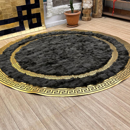 Green Round Sheepskin Rug - BuzzLeatherCarpetGreen Round Sheepskin Rug